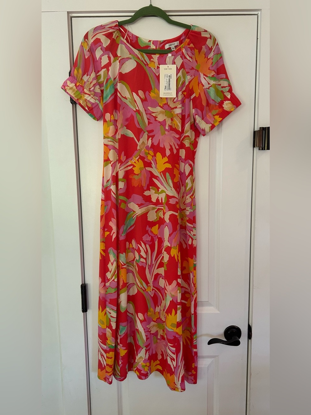 NWT Tyler Boe Lynn silk vibrant floral midi dress, XS
